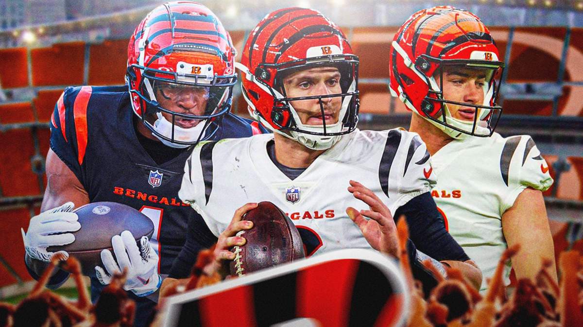Bengals player Ja'Marr Chase, Jake Browning and Evan McPherson.