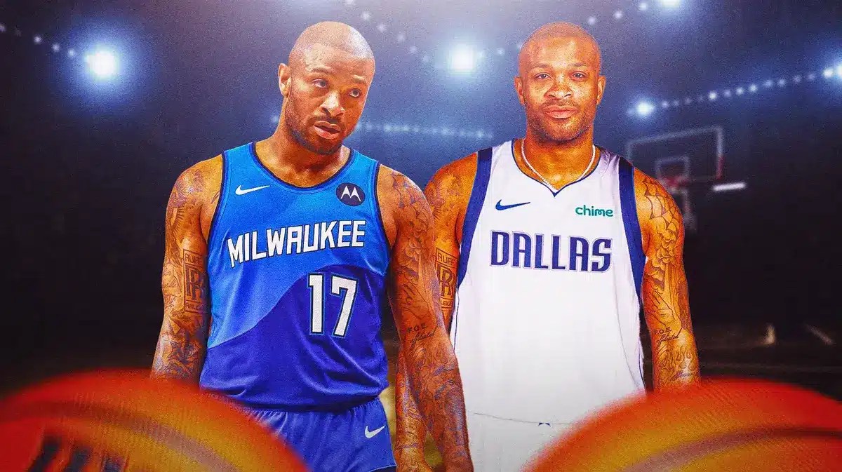 Photo: PJ Tucker in Bucks and Mavericks jerseys,
