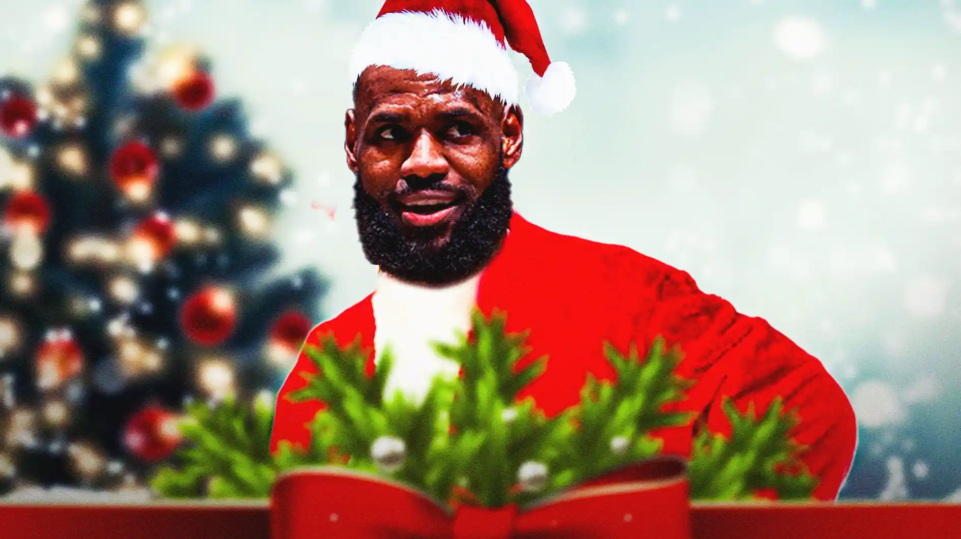 LeBron James in a Santa suit