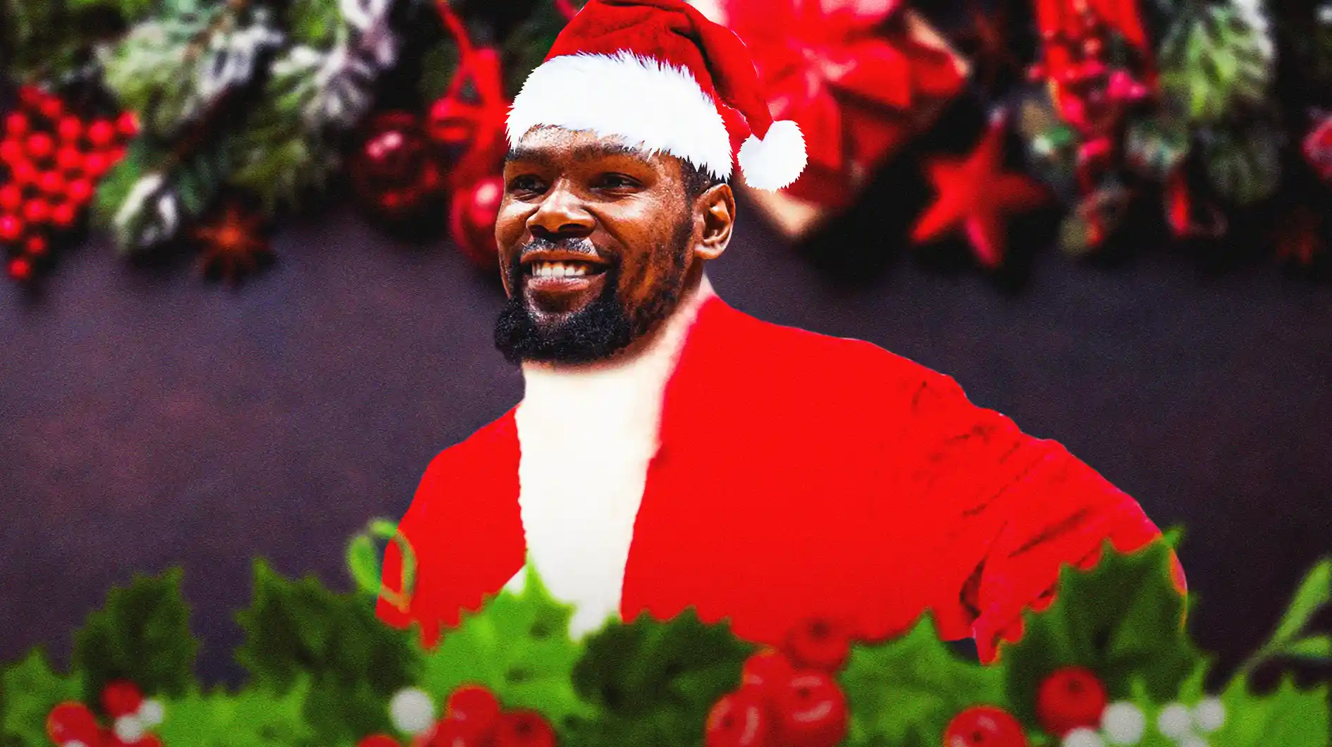 Kevin Durant in a Santa suit