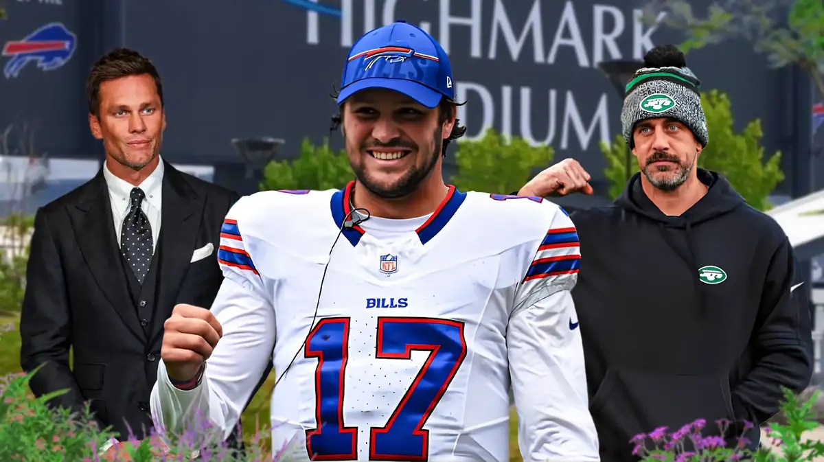 Bills quarterback Josh Allen with Tom Brady and Aaron Rodgers