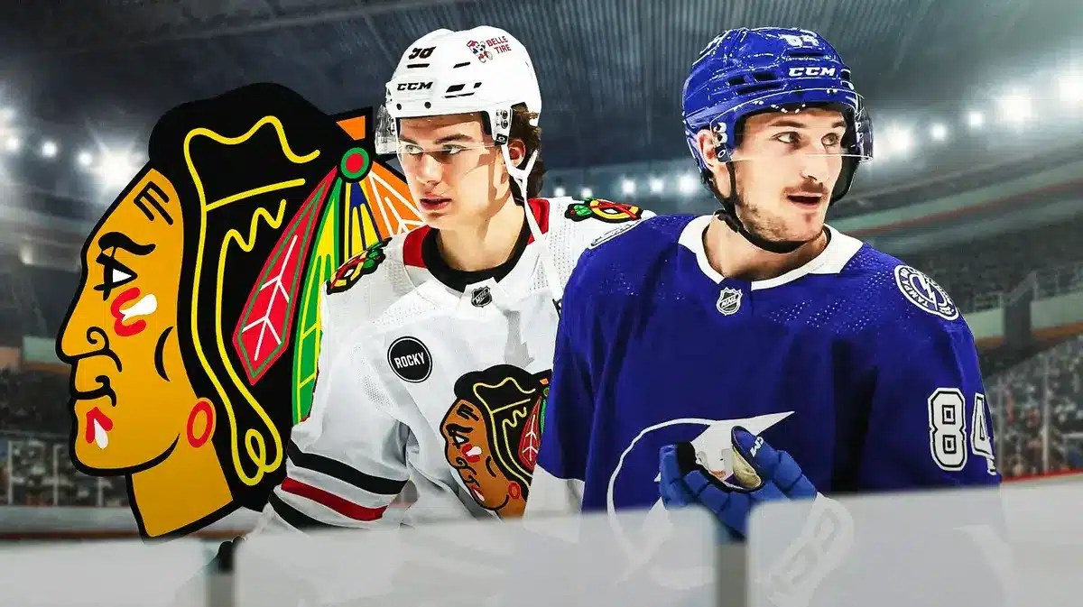 Blackhawks trade target Tanner Jeannot with Connor Bedard.