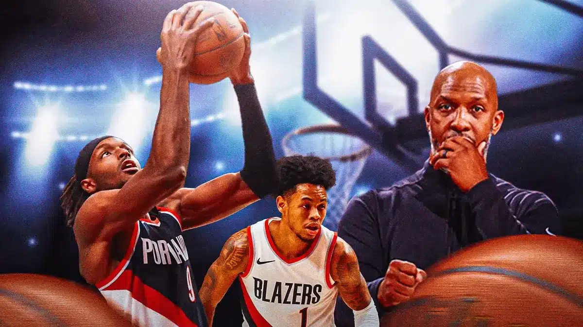 Blazers Jerami Grant, Anfernee Simons, and Chauncey Billups