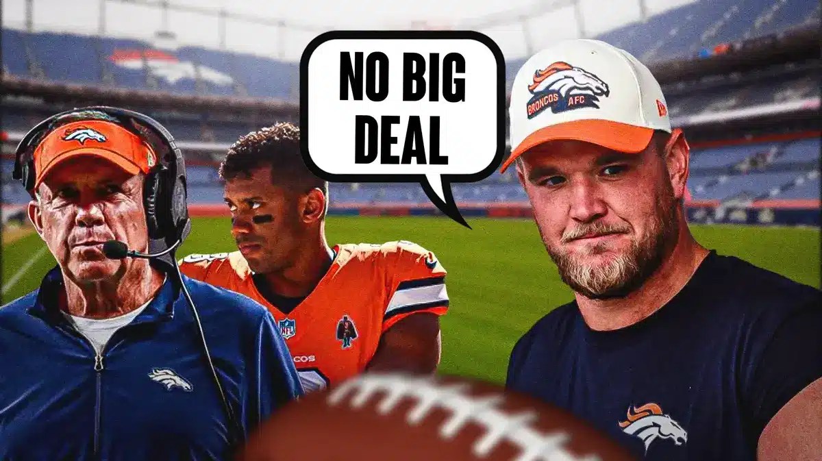 Broncos Sean Payton, Russell Wilson and Mike McGlinchey