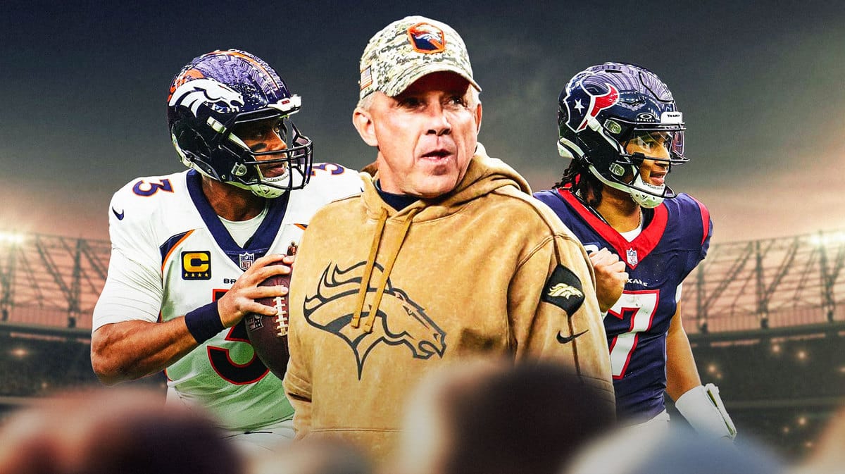 Broncos Sean Payton and Russell Wilson with Texans CJ Stroud