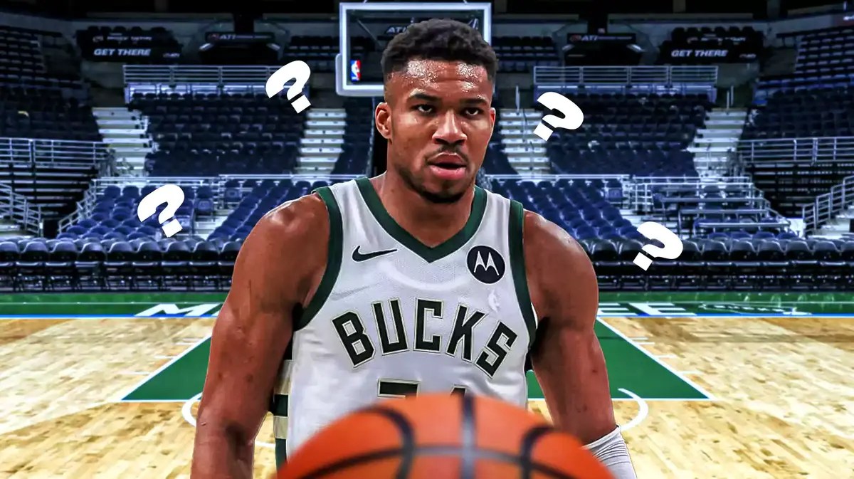 Bucks' Giannis Antetokounmpo with question marks