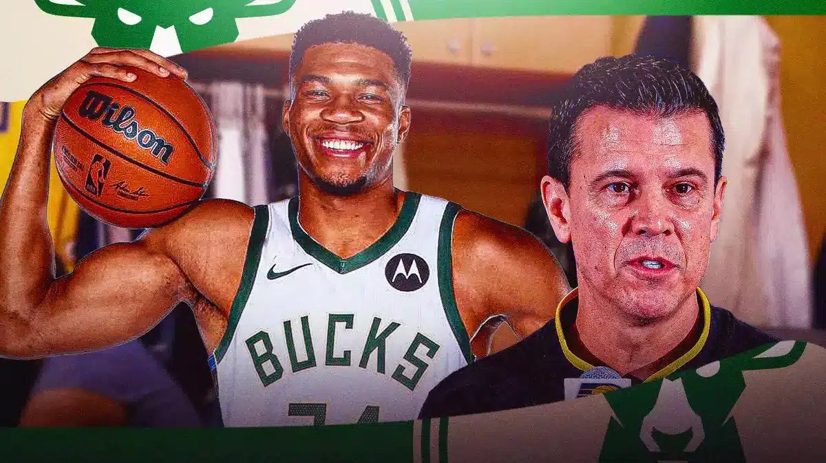Bucks Giannis Antetokounmpo and Pacers GM Chad Buchanan