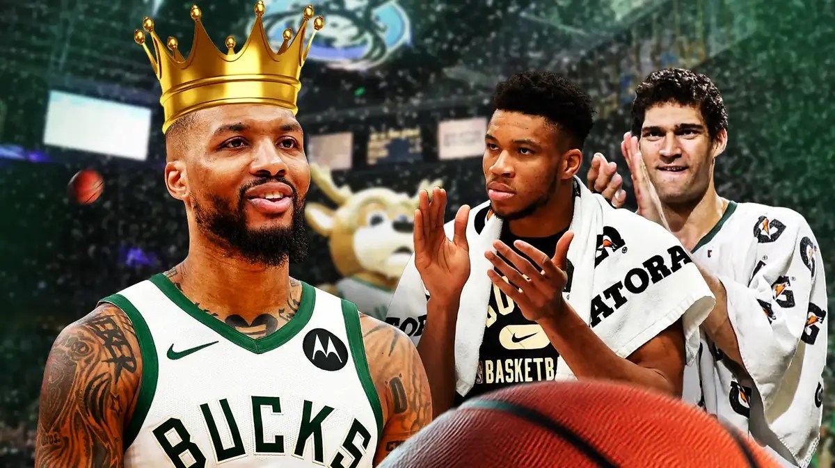 Bucks Adrian Griffin mentee Damian Lillard with Giannis Antetokounmpo after win over Spurs