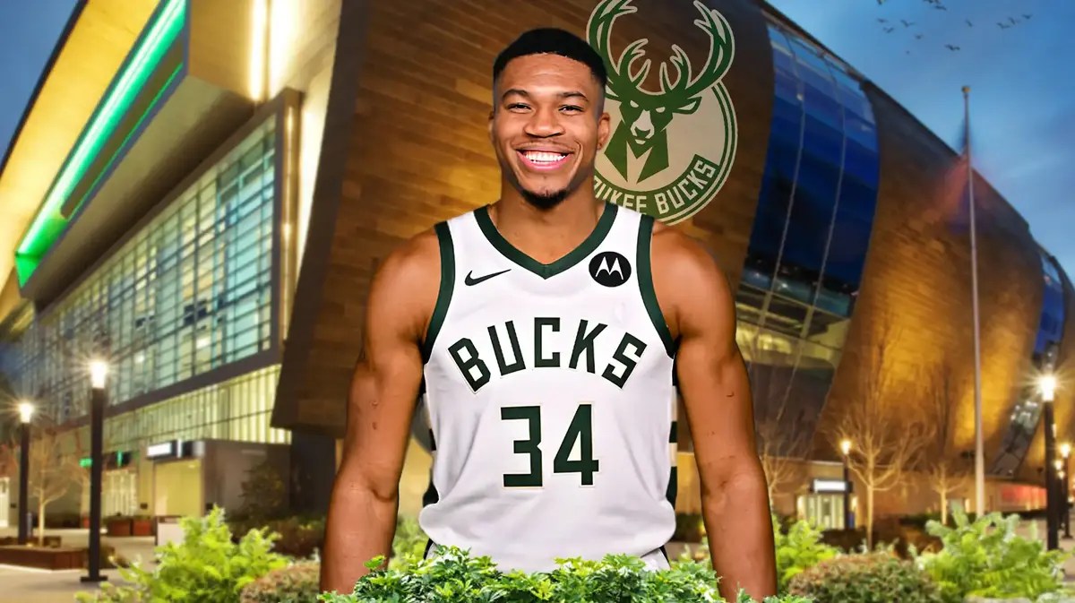 Giannis Antetokounmpo's kids joined him on the Bucks bench late in their blowout over the Pistons