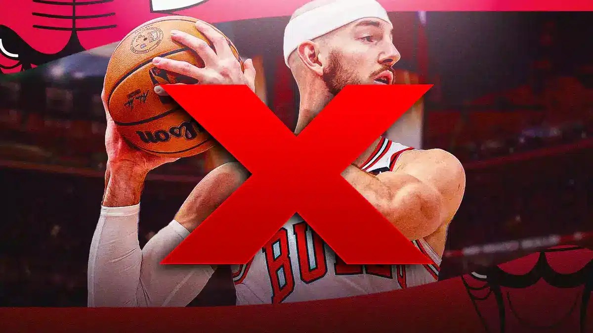 Bulls guard Alex Caruso with an X on him