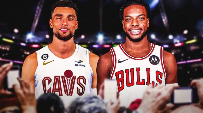 Zach LaVine in a Cavs jersey, Darius Garland in a Bulls jersey