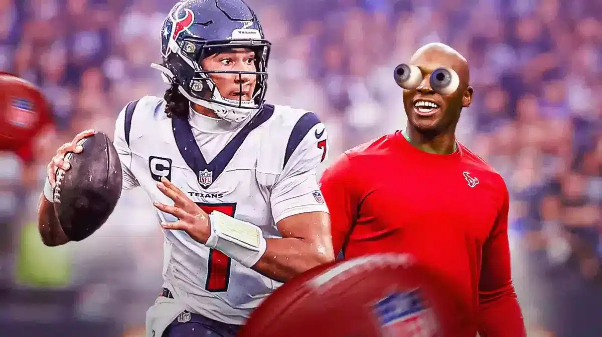 CJ Stroud. DeMeco Ryans with big eyeball emojis