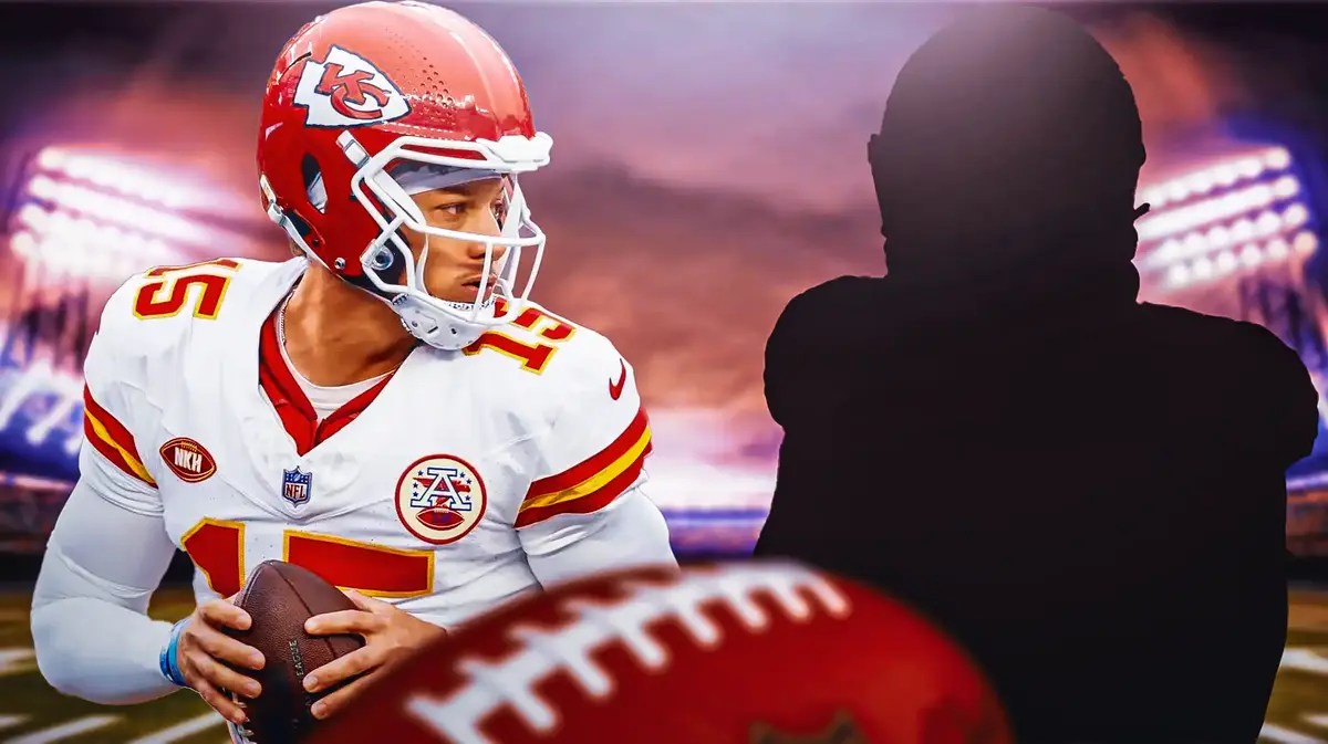 Jerick McKinnon as a silhouette, Patrick Mahomes