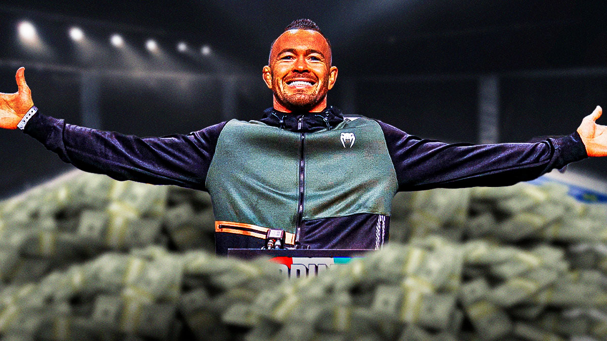 Colby Covington surrounded by piles of cash.