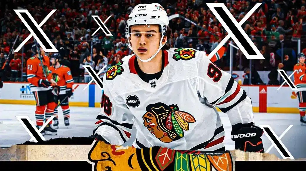 Blackhawks star Connor Bedard after breaking the Jets and the internet.