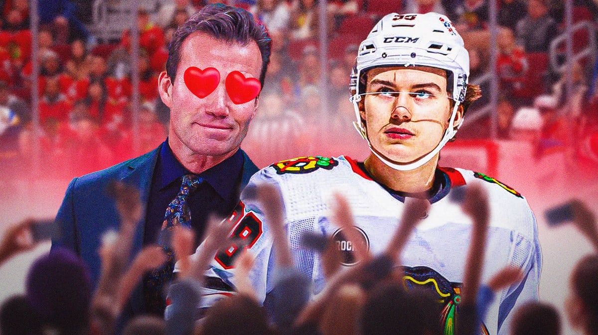 Luke Richardson with heart eyes looking at Connor Bedard