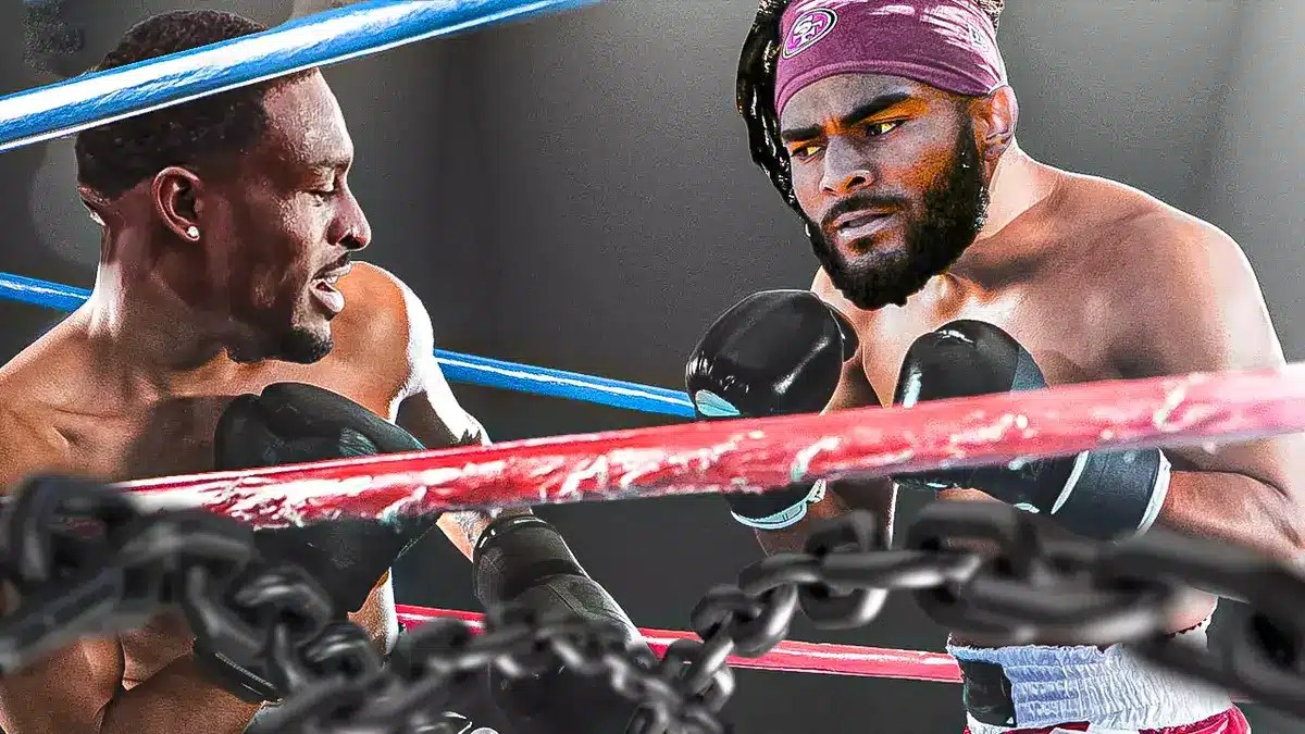 Seahawks DK Metcalf and 49ers Fred Warner boxing