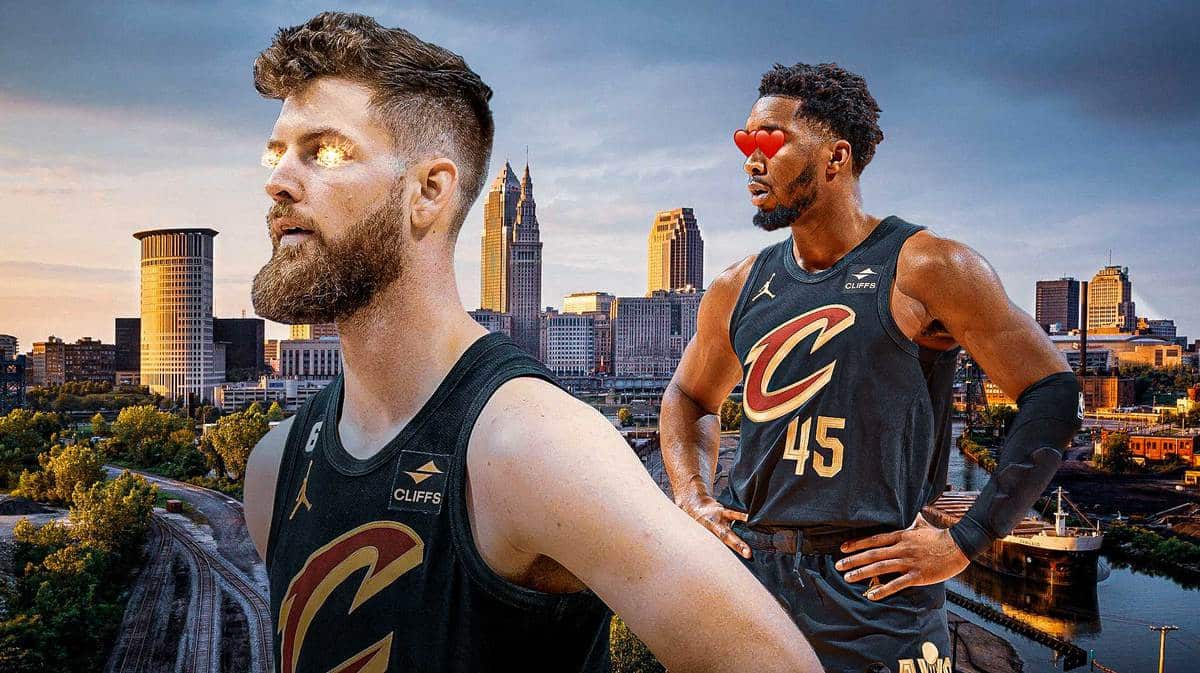Dean Wade with fire in his eyes. Donovan Mitchell with heart eyes