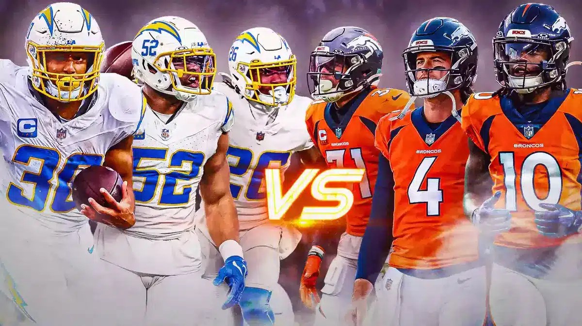 Los Angeles Chargers' Austin Ekeler, Khalil Mack, and Asante Samuel Jr. VS. Denver Broncos' Jerry Jeudy, Jarrett Stidham, and Justin Simmons