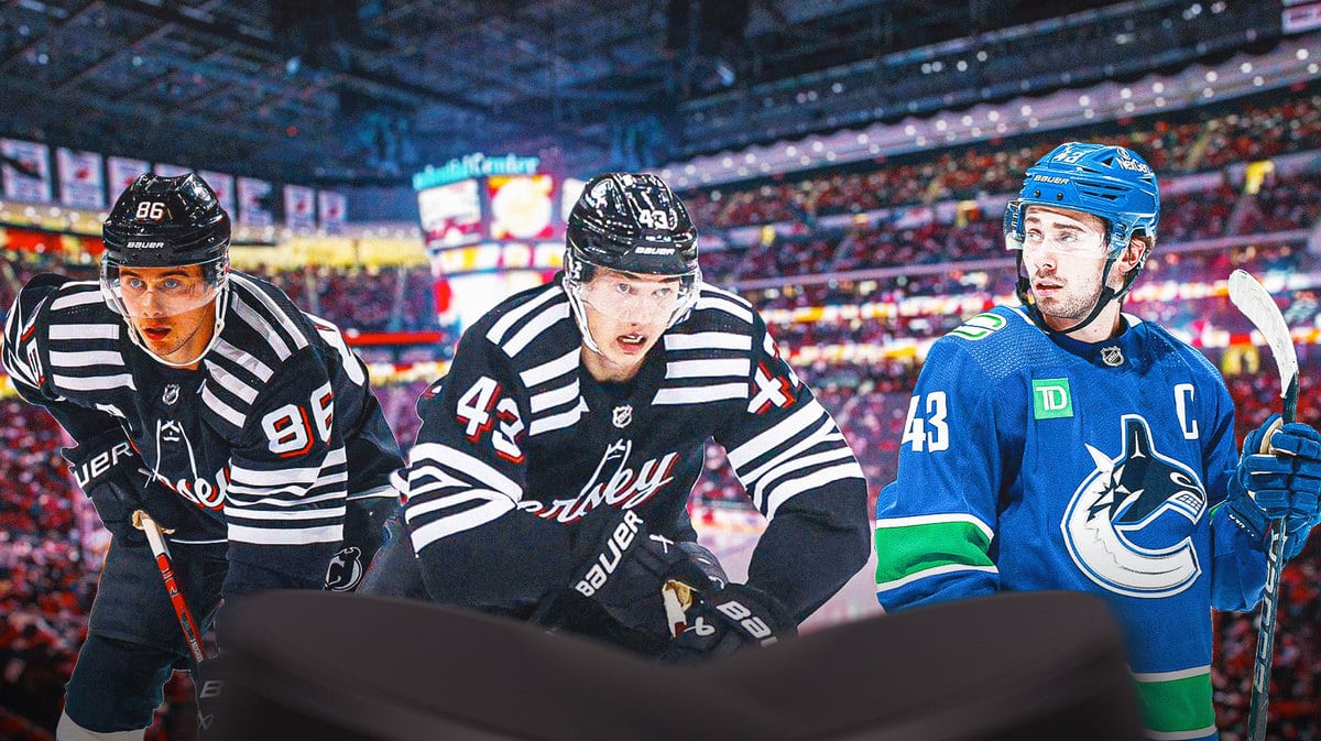 ACTION SHOTS of Jack Hughes and Luke Hughes (both New Jersey Devils) and Quinn Hughes of the Canucks