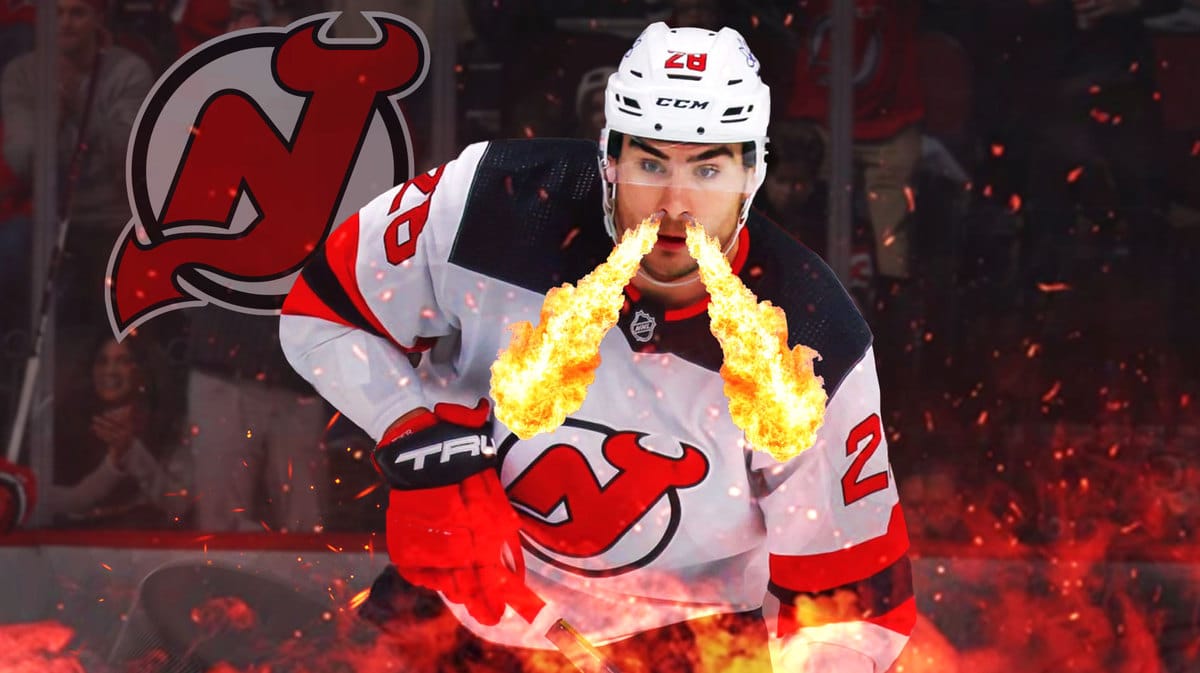 New Jersey Devils forward Timo Meier breathing fire after losing to the San Jose Sharks on December 1, 2023