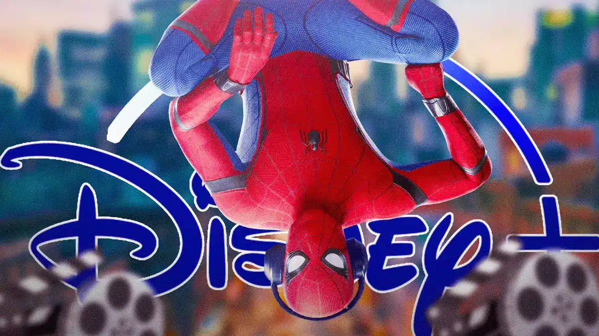 Spider-Man with a Disney+ logo.