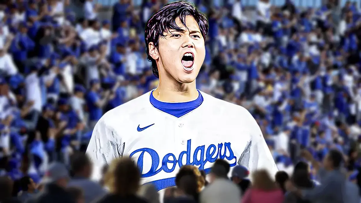 Photo: Shohei Ohtani in Dodgers jersey, screaming Dodgers fans in background please