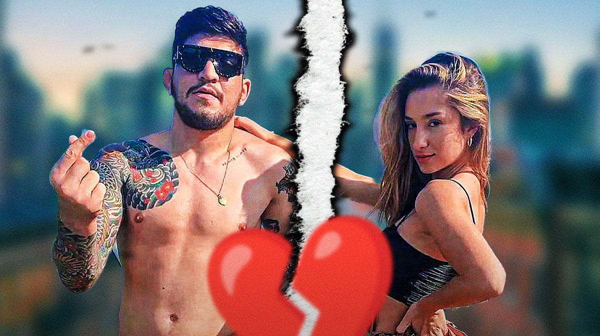 Dillon Danis with ex-girlfriend Savannah Montano with a line between them.