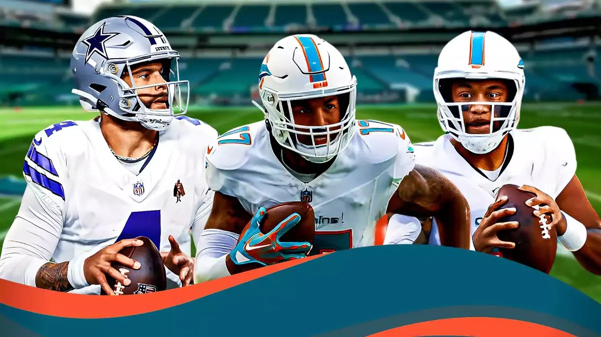 Dolphins Tua Tagovailoa and Jaylen Waddle with Cowboys Dak Prescott