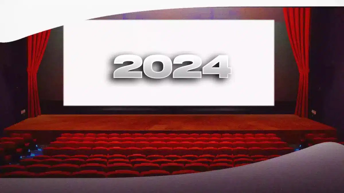Empty movie theater with 2024 on the screen.