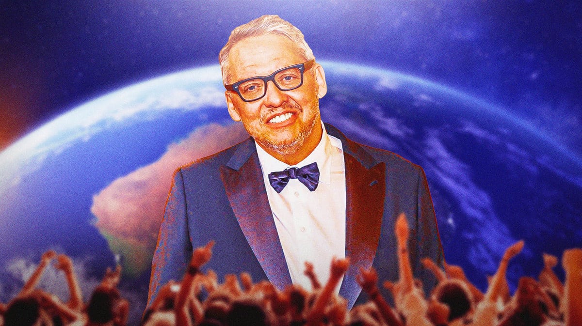 Adam McKay with earth climate background.