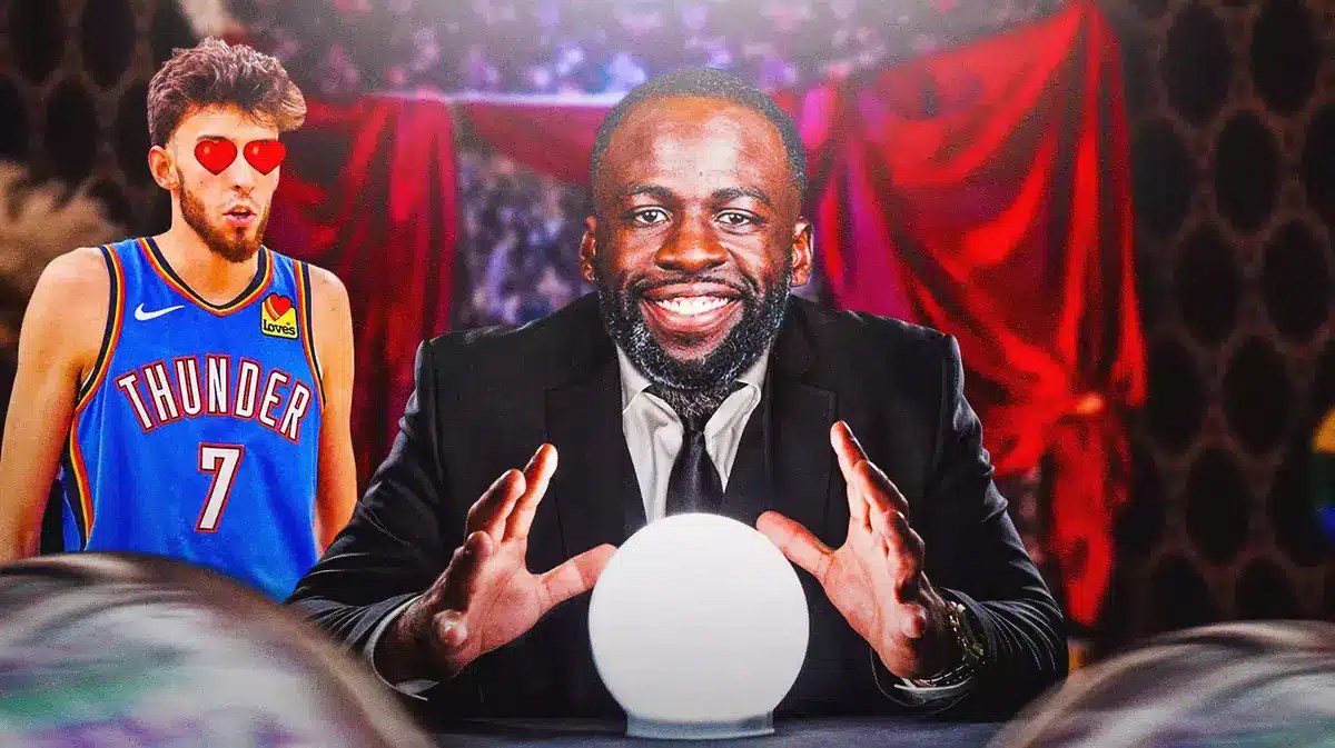Thumb: Draymond Green edited into a fortune-teller. Thunder’s Chet Holmgren with heart eyes.