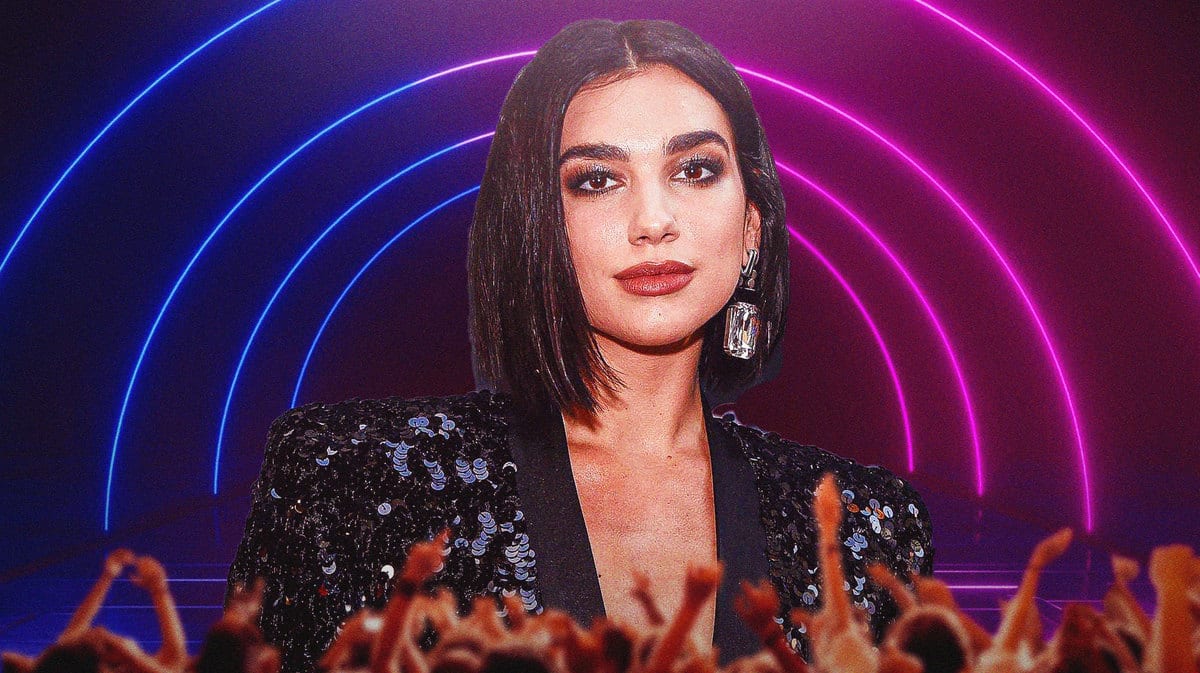 Dua Lipa with fans in front of her.