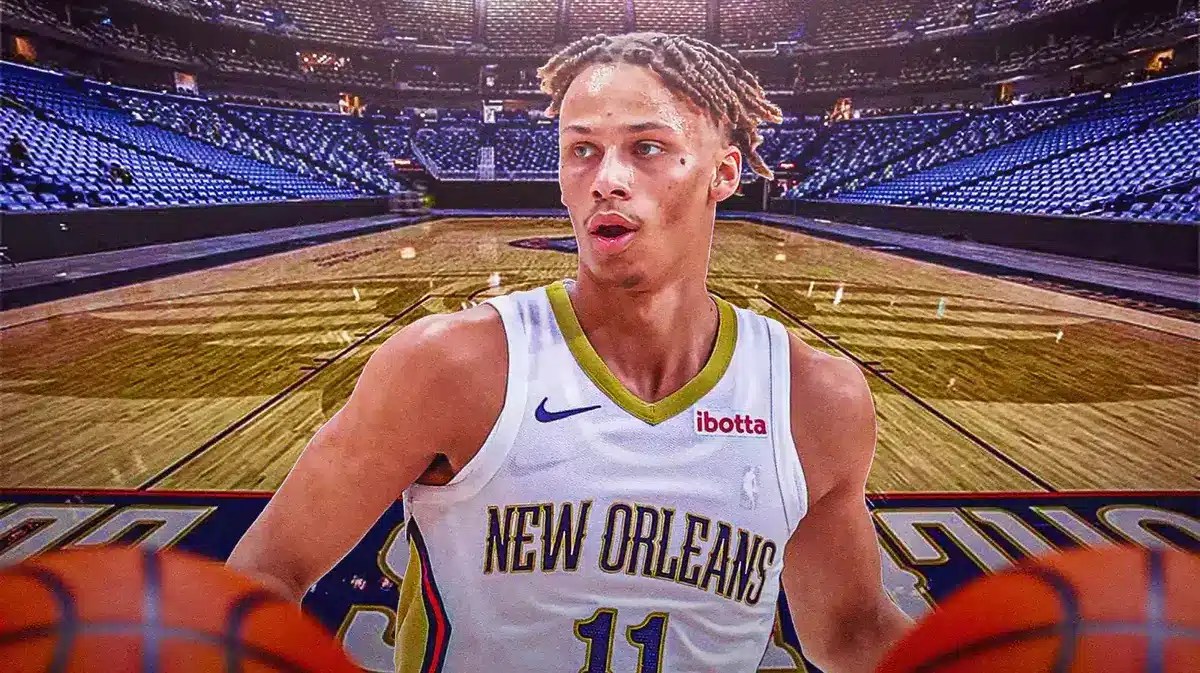 Photo: Dyson Daniels in action in Pelicans jersey looking serious
