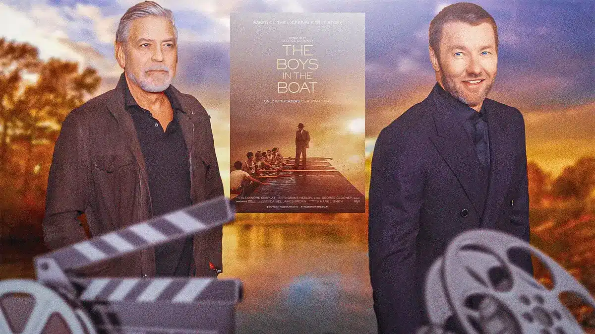 George Clooney, Joel Edgerton between The Boys in the Boat.