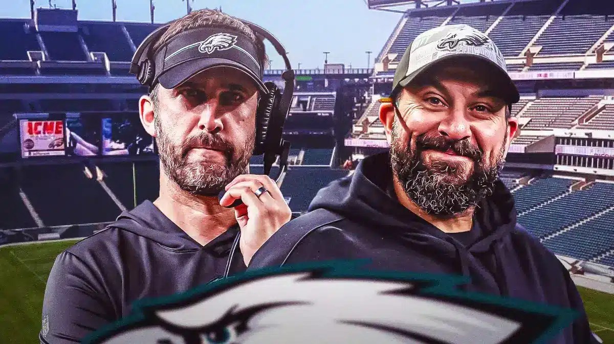 Nick Sirianni, Matt Patricia in Eagles gear