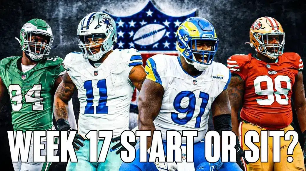Here we have fantasy football Defenses Kobie Turner, Javon Hargrave, Micah Parsons, and Josh Sweat with the NFL wallpaper background.