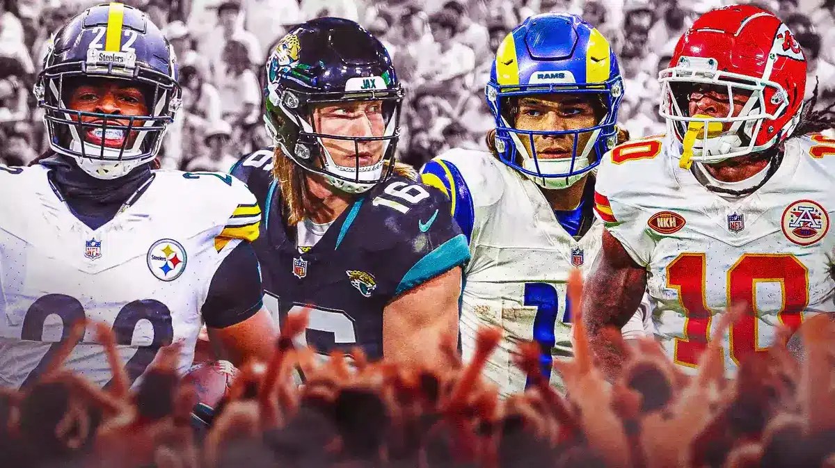 Najee Harris, Trevor Lawrence, Puka Nacua and Isiah Pacheco