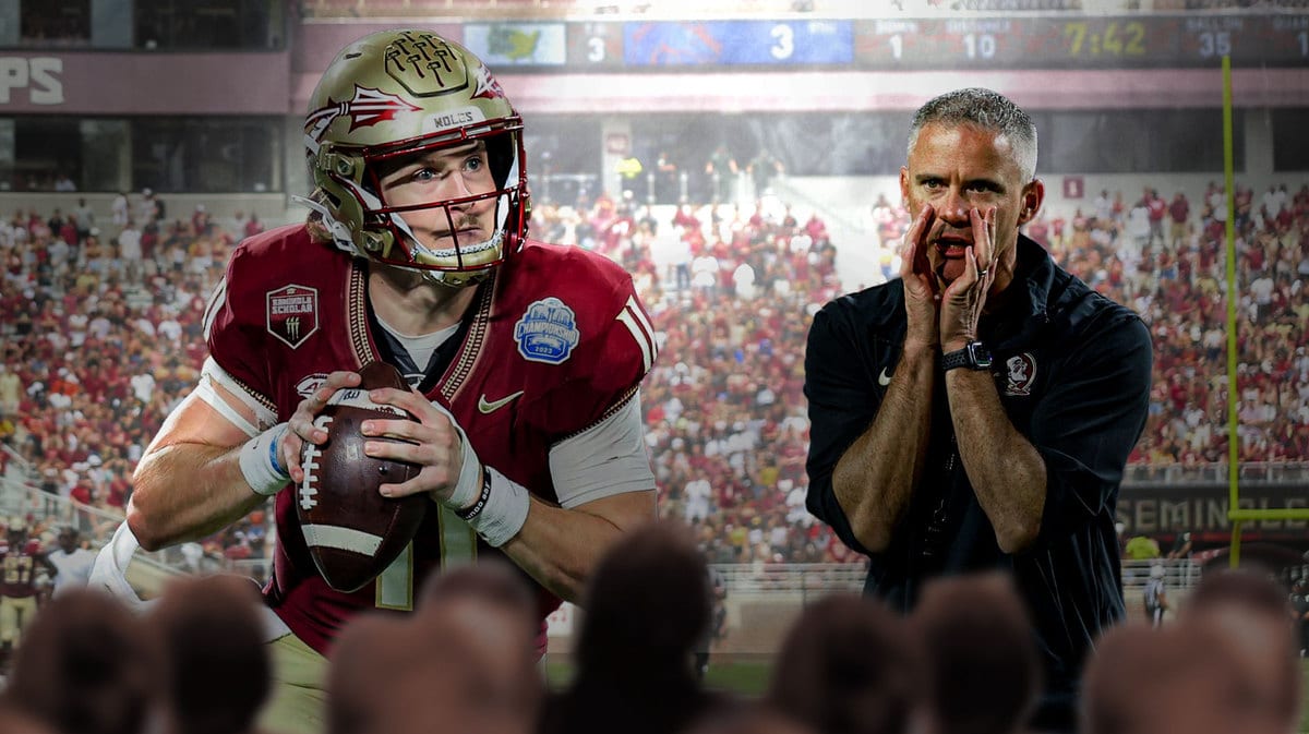 Florida State football HC Mike Norvell with Brock Glenn after College Football Playoffs snub