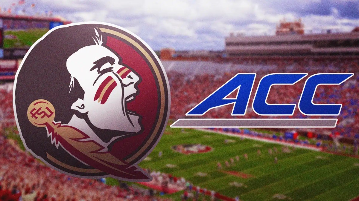 Florida State football, Seminoles, ACC, Florida State ACC, Florida State suing, Florida State logo and ACC logo with Florida State football stadium in the background