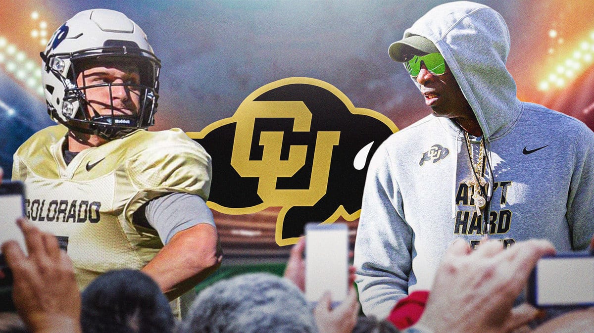 Luke Eckardt and Colorado football coach Deion Sanders