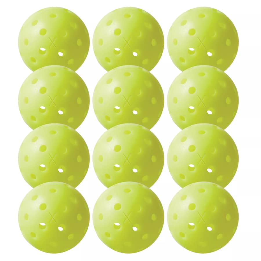 Franklin X-40 Performance Outdoor Pickleball Balls (12 Pack) - Optic color on a white background.