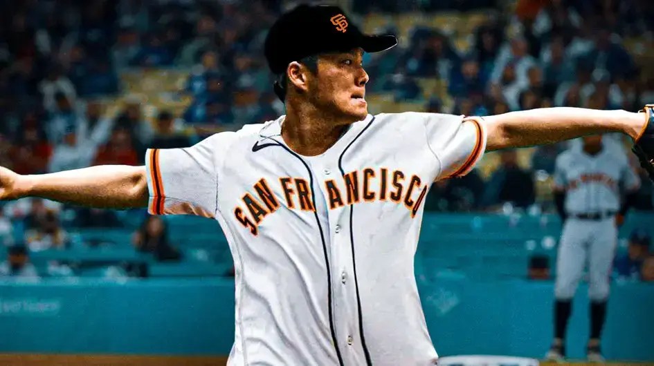 Yoshinobu Yamamoto in a San Francisco Giants jersey