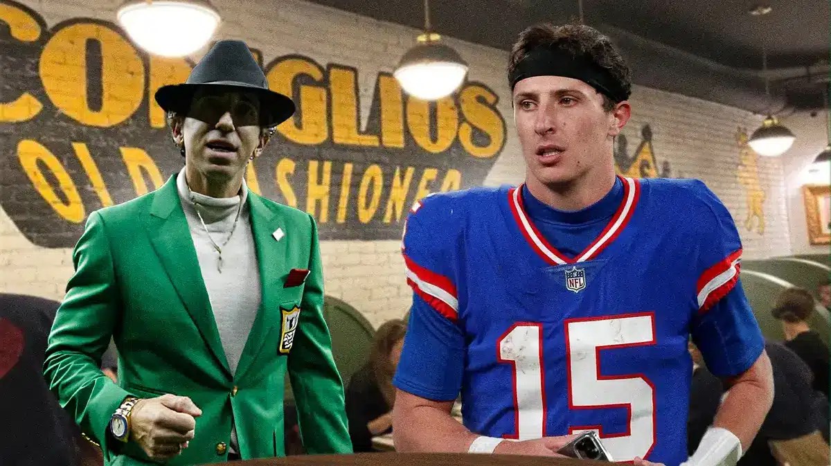 Giants Tommy DeVito with Sean Stellato at Congilios Old Fashioned after loss to Saints