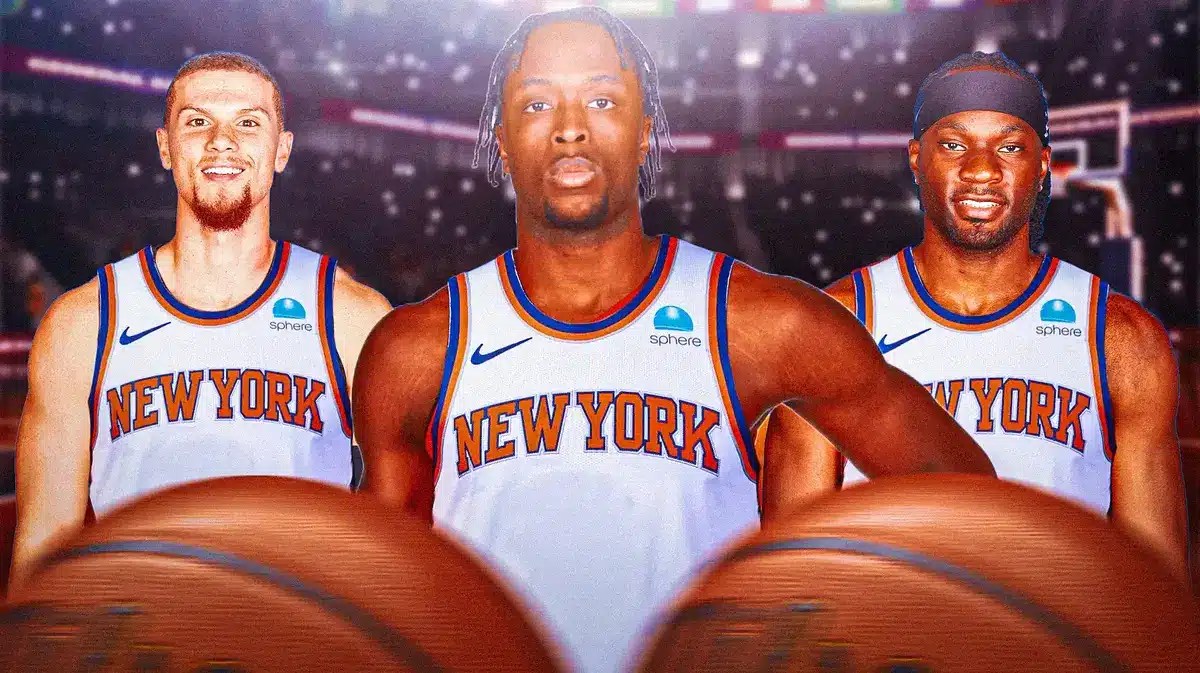 OG Anunoby, Malachi Flynn and Precious Achiuwa in Knicks uniforms