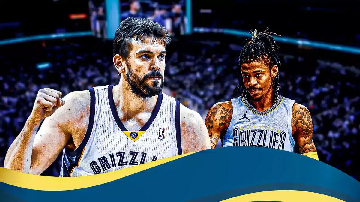 Marc Gasol with motivated face next to Ja Morant