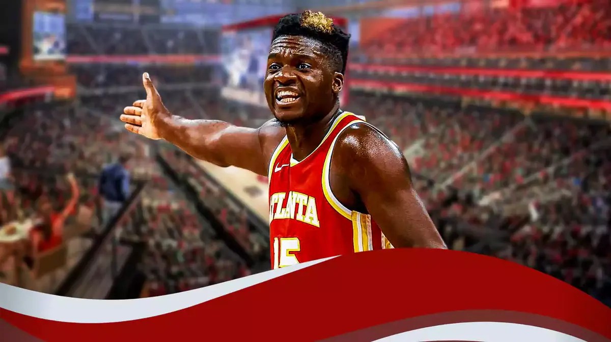 Atlanta Hawks center Clint Capela looking frustrated