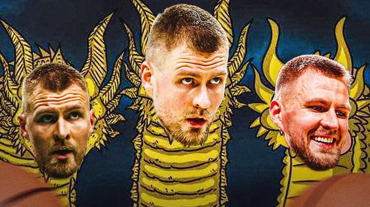 Kristaps Porzingis faces on three-headed dragon