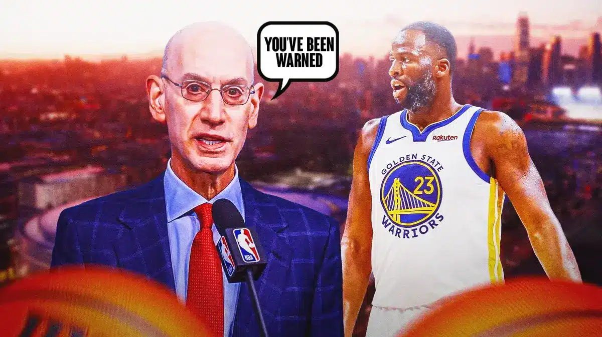 Adam Silver saying "You've been warned" next to Draymond Green