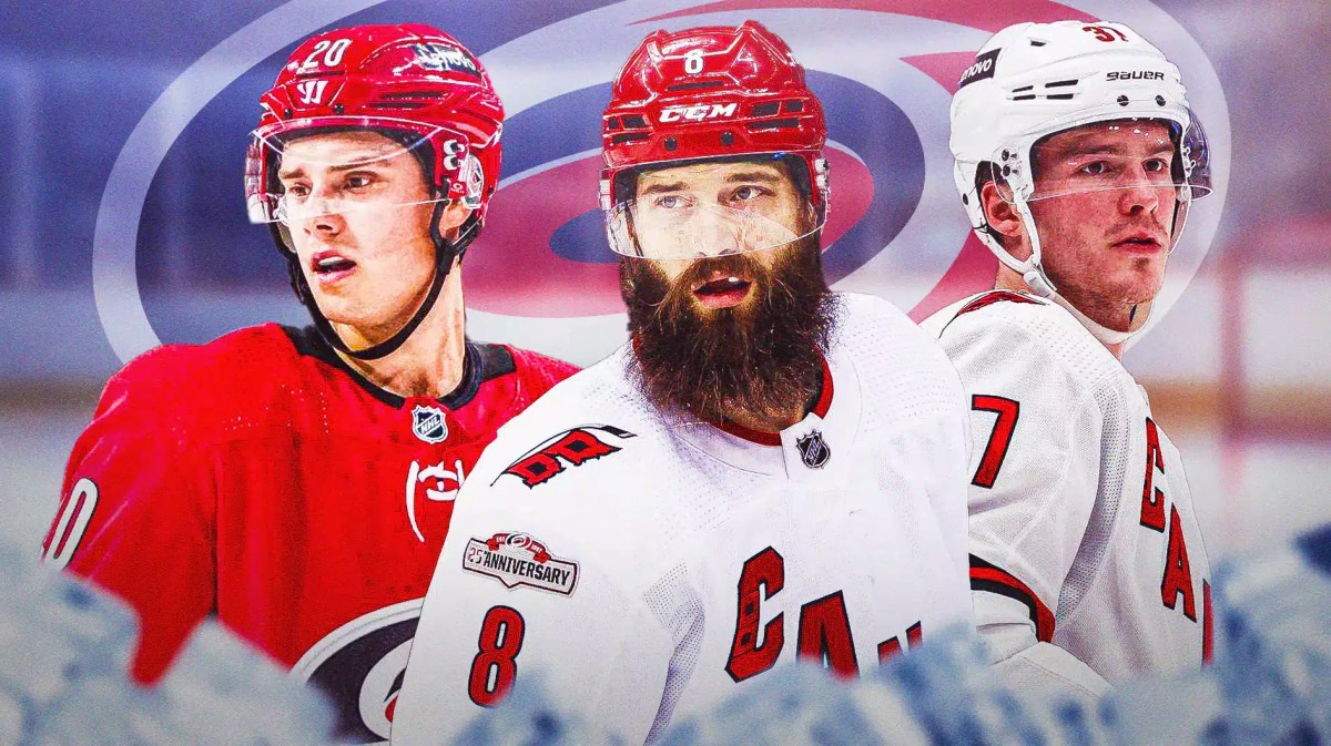 Carolina Hurricanes players looking frustrated.